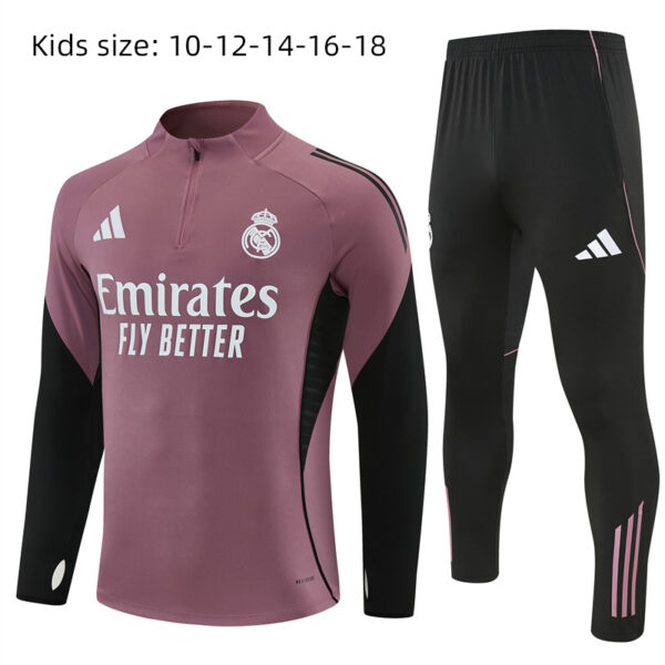 25/26 Real Madrid Purple Half-Zip Training Kit Kids Set