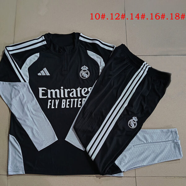26/27 Real Madrid Black Half-Zip Training Kit Kids Set