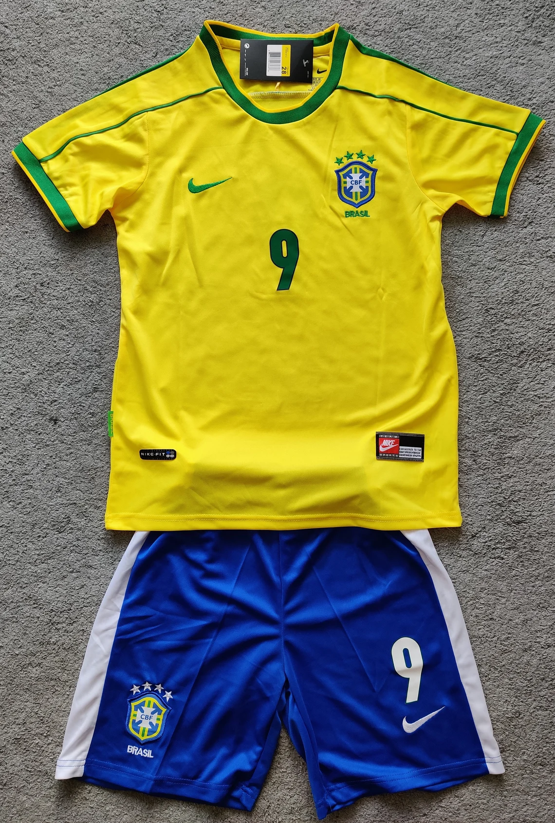 35db52fcc5e129deb68247d7879f3465.webp 1998 Retro Brazil Soccer Jersey 1:1 Thai Quality Kids Size - Image 1