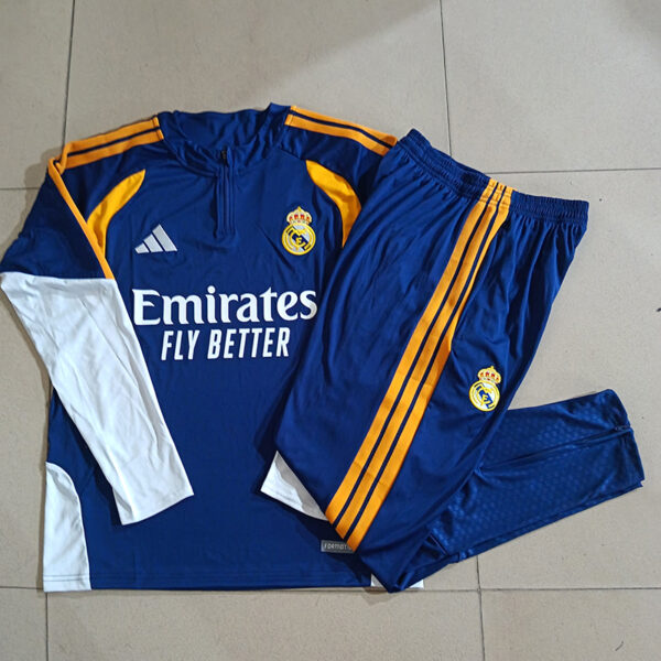 26/27 Real Madrid Royal Blue Half-Zip Training Kit Kids Set