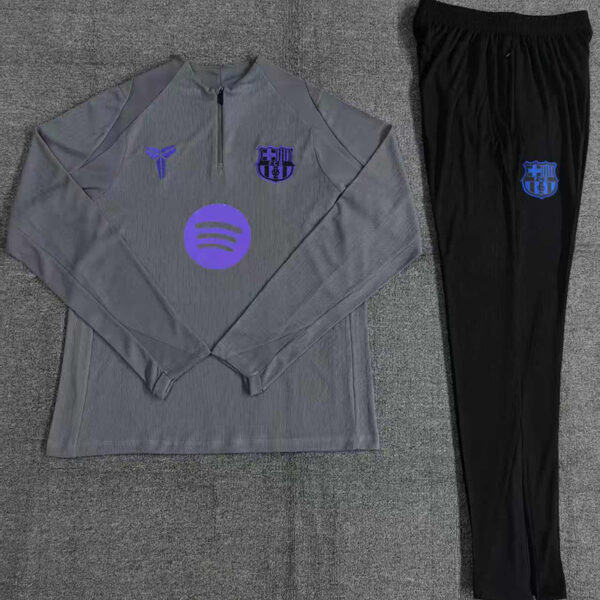 25/26 Barcelona Grey Half-Zip Training Suit Kids Set