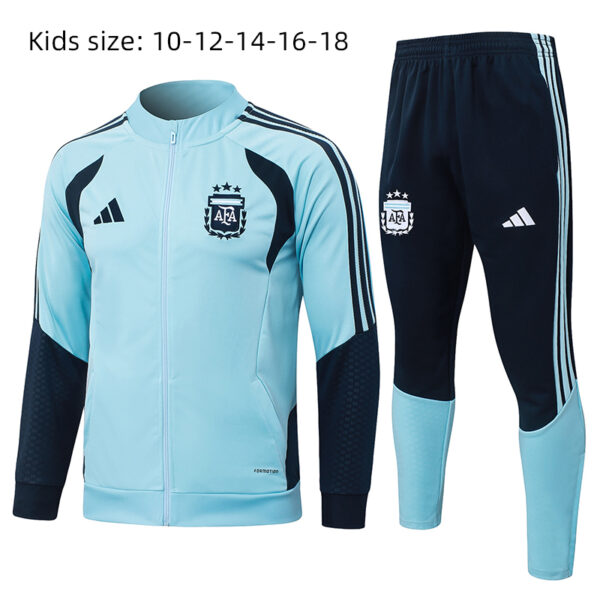2026 Argentina Blue Long Zipper Training Suit Kids Set