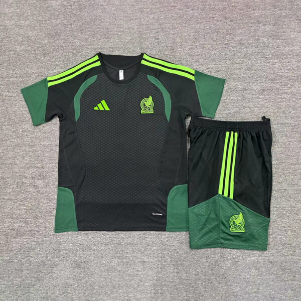2026 Mexico Black Short-Sleeve Training Suit Kids Set