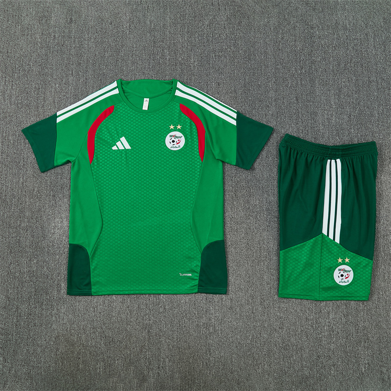5716ca42ffe66d18d9aaf9e4630a466b.jpg 2026 Algeria Green Short-Sleeve Training Suit Kids Set - Image 1