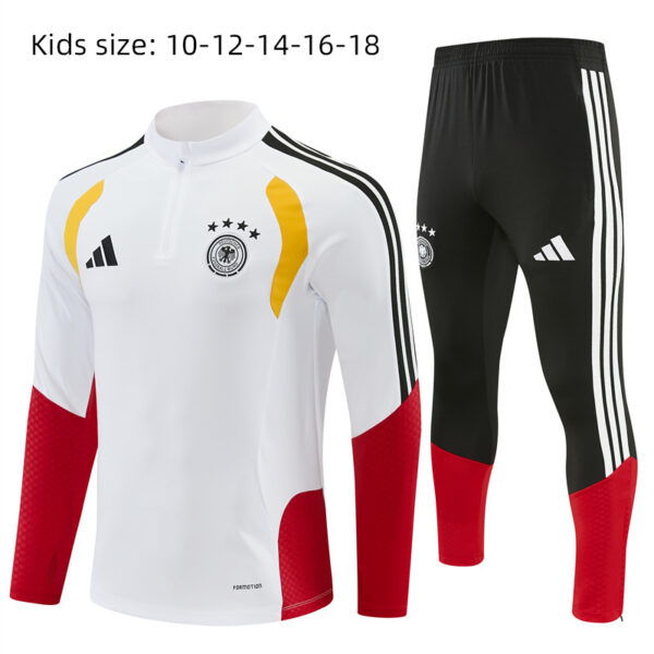 2026 Germany White Half-Zip Training Suit Kids Set