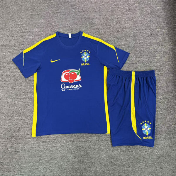 2026 Brazil Blue Short-Sleeve Training Suit Kids Set
