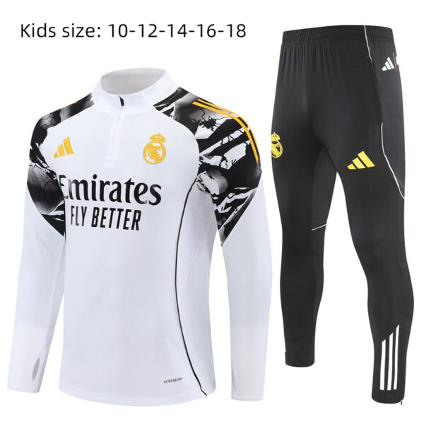 25-26 Real Madrid Marvel Half-Zip Special Edition White Kids Set