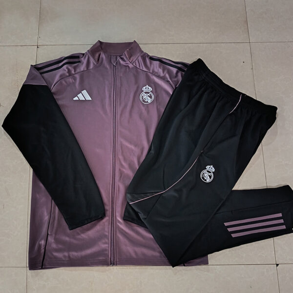 26/27 Real Madrid Purple Long-Zipper Training Suit Kids Set
