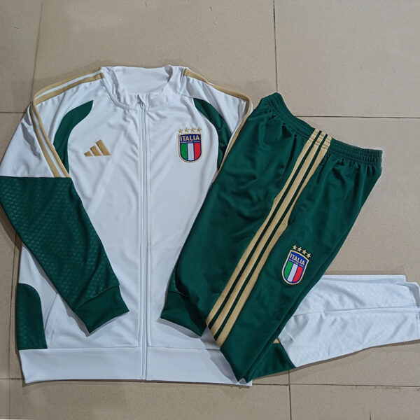 2026 Italy White Long Zipper Training Suit Kids Set