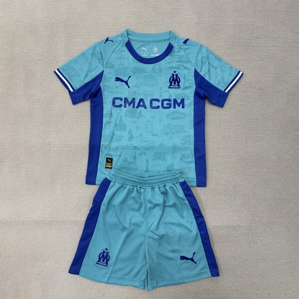 25/26 Marseille Lake Blue Goalkeeper Kids Set