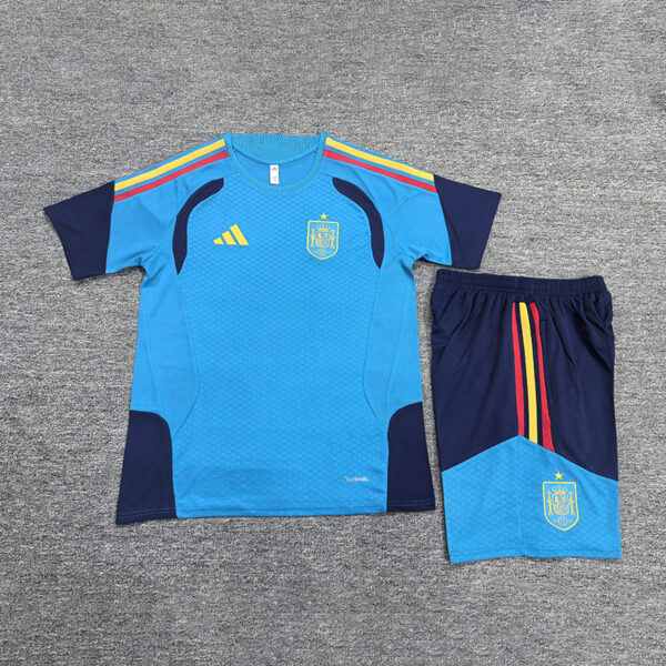 25/26 Spain light blue short-sleeved training outfit Kids Set