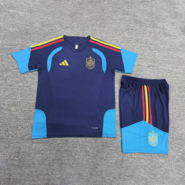 25/26 Spain Royal Blue Short-Sleeve Training Suit Kids Set