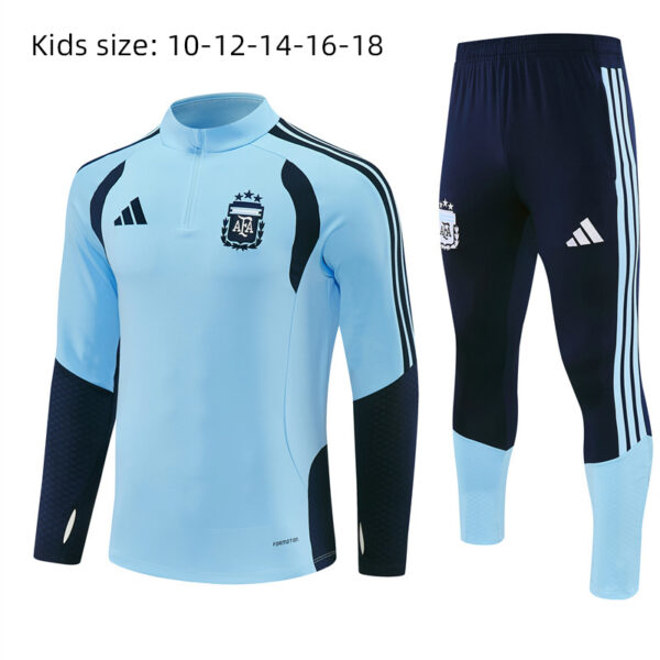 2026 Argentina Light Blue Half-Zip Training Suit Kids Set