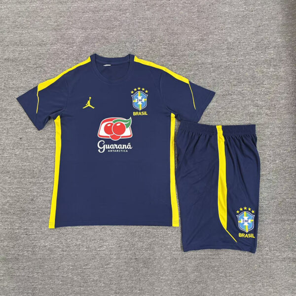 2026 Brazil Royal Blue Short-Sleeve Training Suit Kids Set