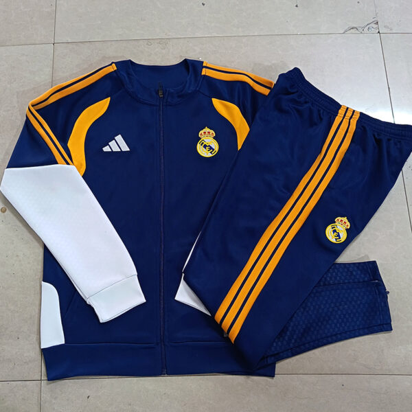 26/27 Real Madrid Royal Blue Long-Zipper Training Suit Kids Set
