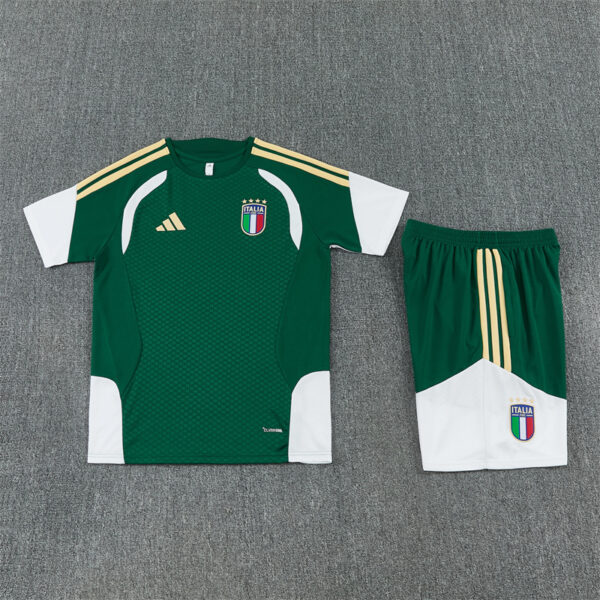 2026 Italy Green Short-Sleeve Training Suit Kids Set