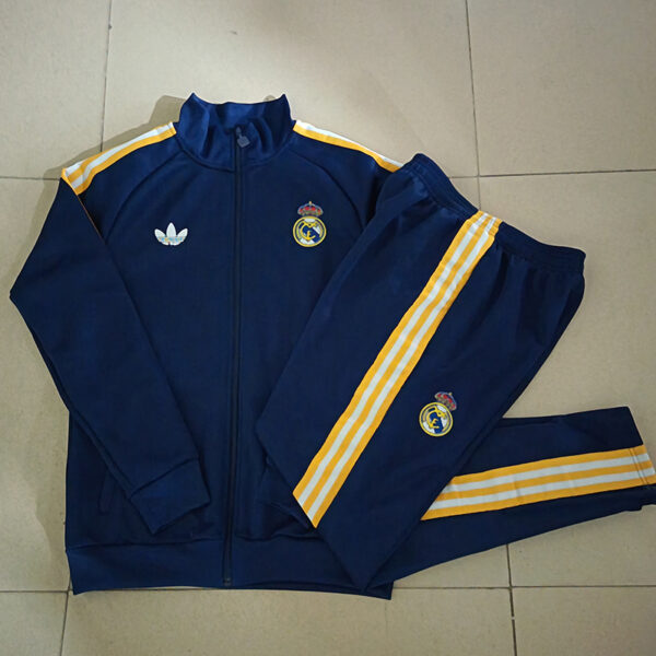 26/27 Real Madrid Dark Blue Long Zipper Training Suit Kids Set