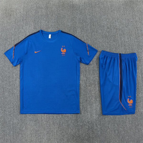 2026 France Blue Short-Sleeve Training Suit Kids Set