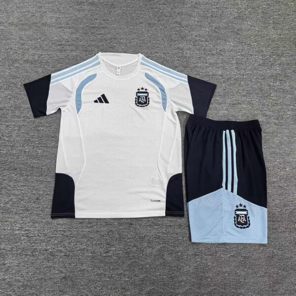 2026 Argentina White Short-Sleeve Training Suit Kids Set